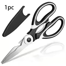 Multifunctional Kitchen Scissors Black | Sharp Stainless Steel Poultry Shears for Chicken, Duck, Fish & Meat Cutting | Heavy Duty Kitchen Tool