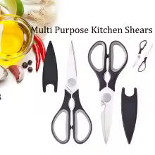 Multifunctional Kitchen Scissors Black | Sharp Stainless Steel Poultry Shears for Chicken, Duck, Fish & Meat Cutting | Heavy Duty Kitchen Tool